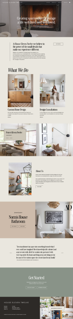 House Eleven Twelve Homepage—custom showit website by Blair Staky