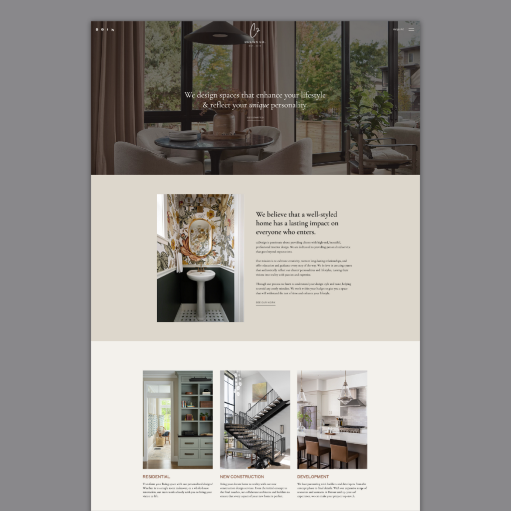 c2 design interiors website redesign