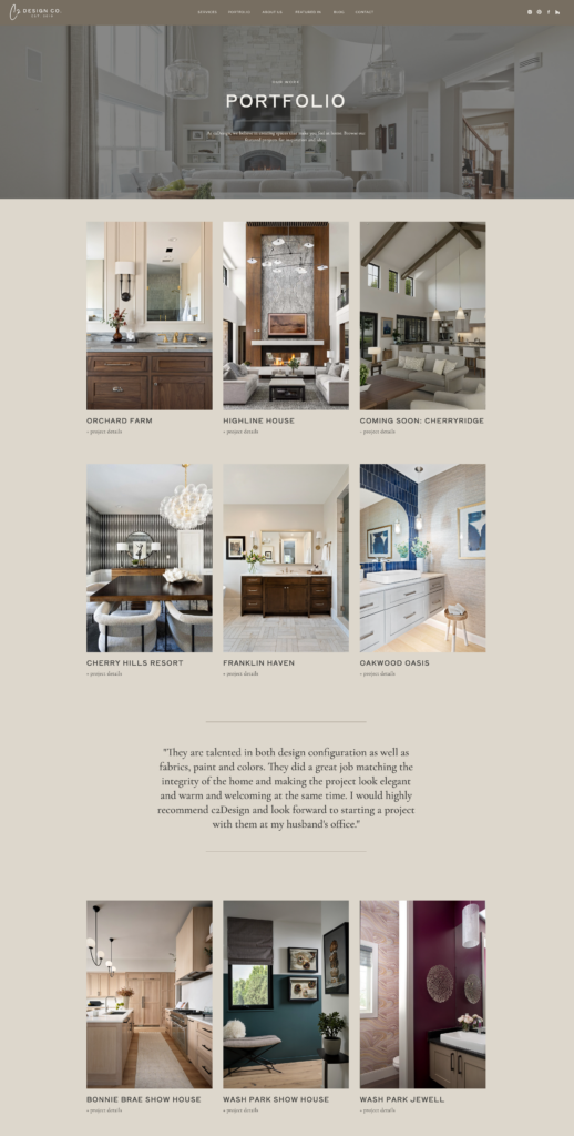 interior design portfolio website