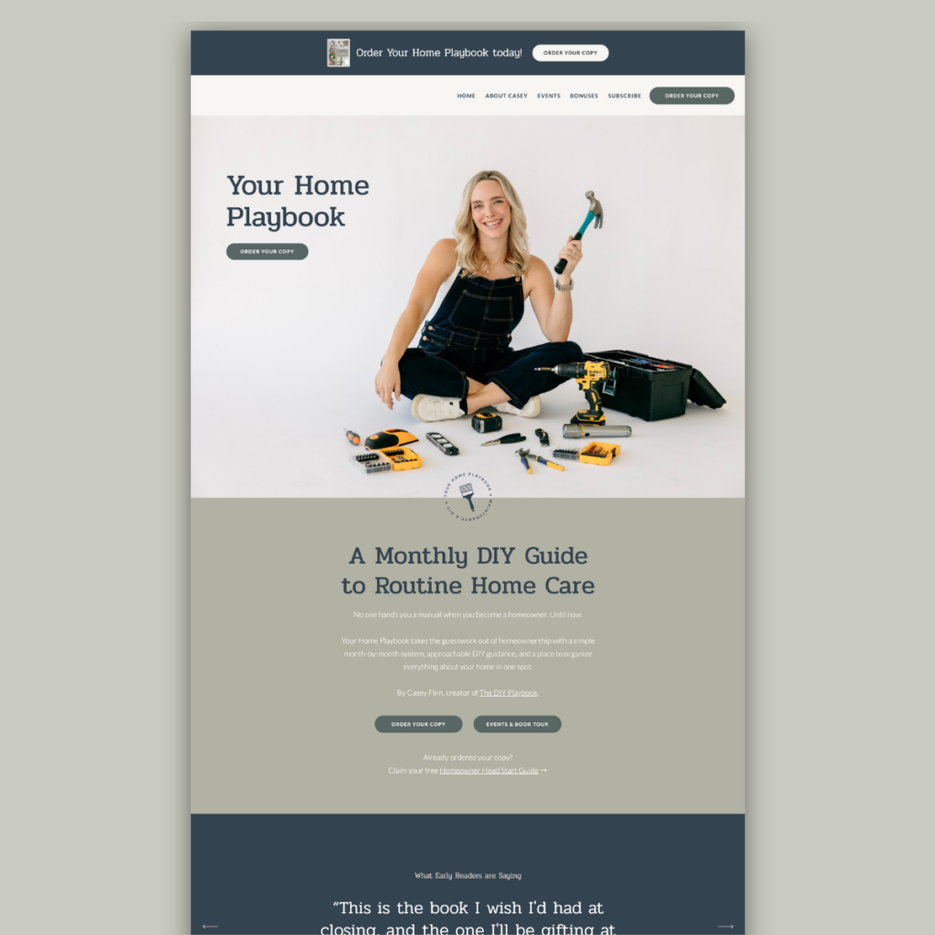 Casey Finn—Your DIY Playbook Book | website design