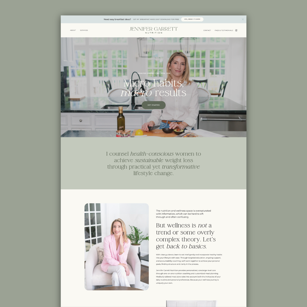 j. Garrett nutrition website design
