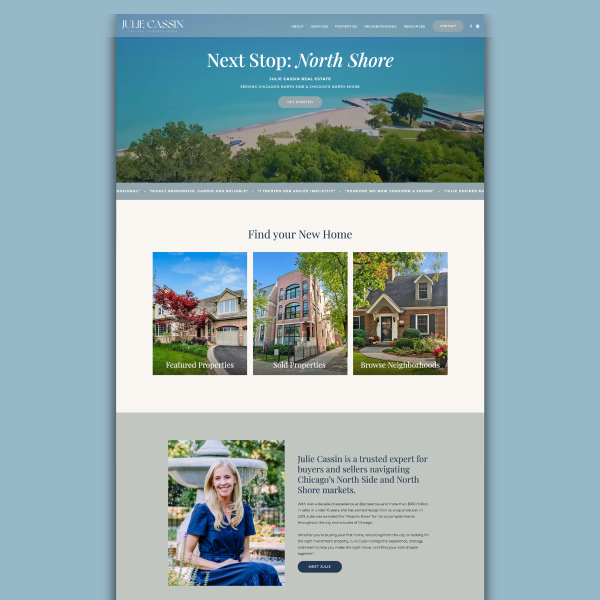 julie cassin real estate website design | web design for real estate agents