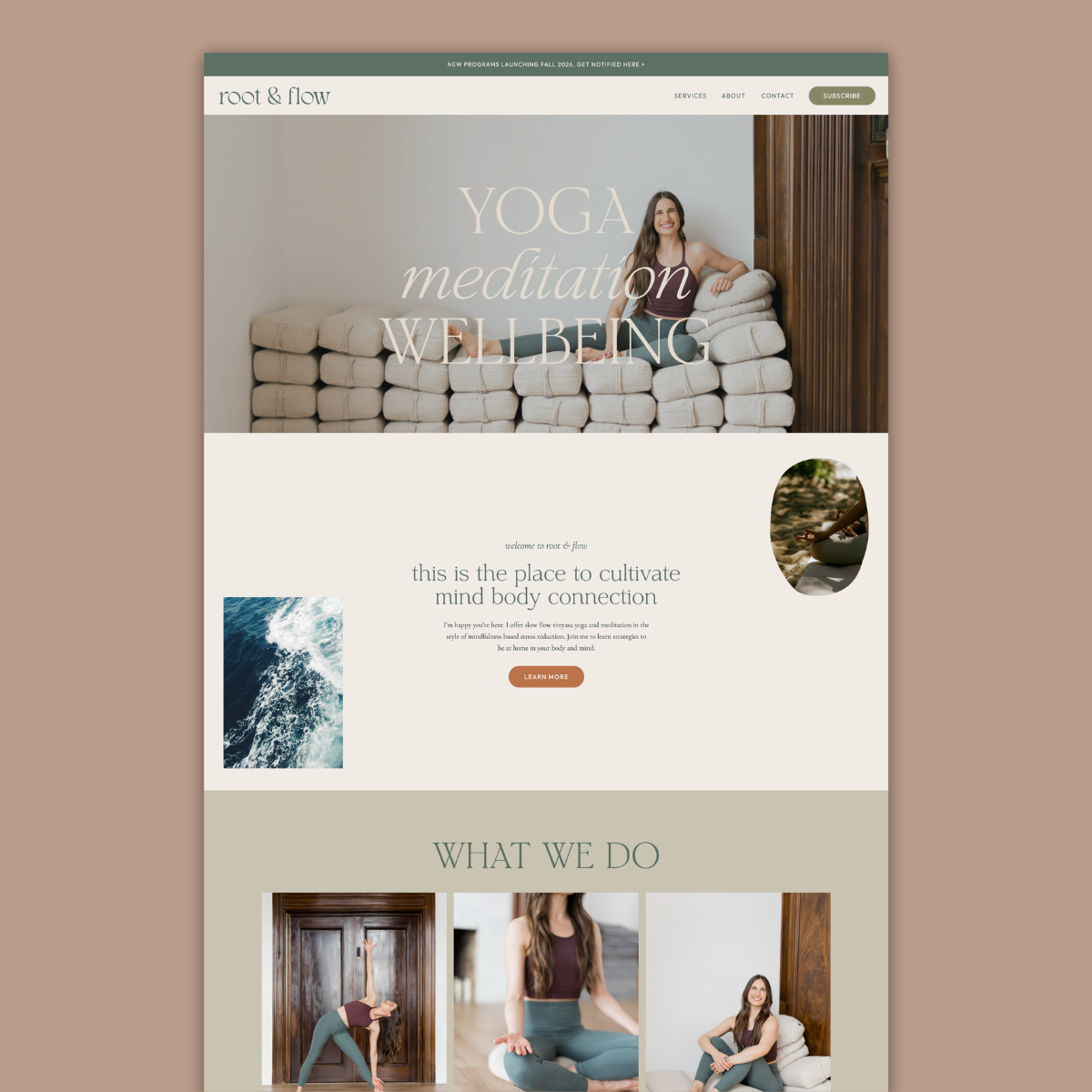 website design for yoga and meditation studio