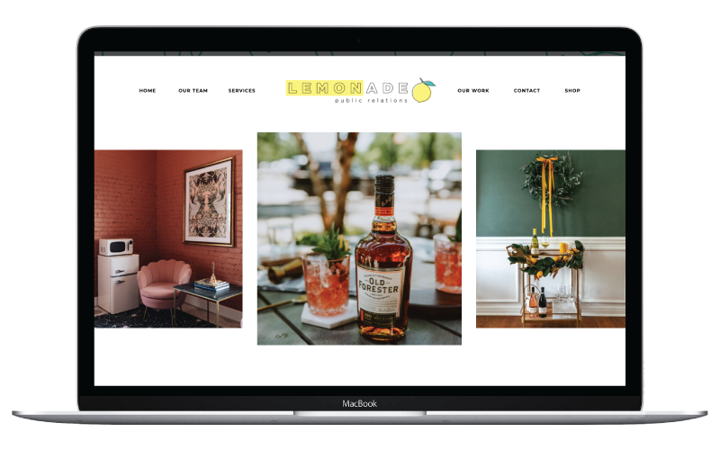 Lemonade Pr custom Showit website