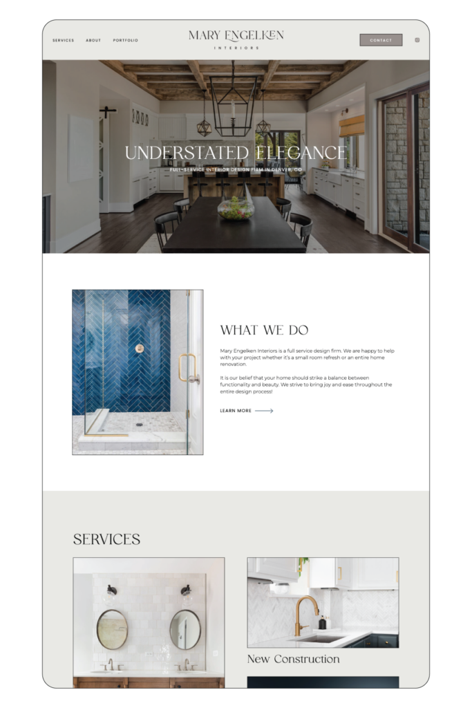 Showit template customization for interior designer | Interior design website inspiration