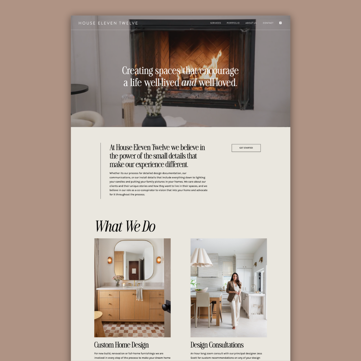 Custom Showit Web Design for interior designer, House Eleven Twelve