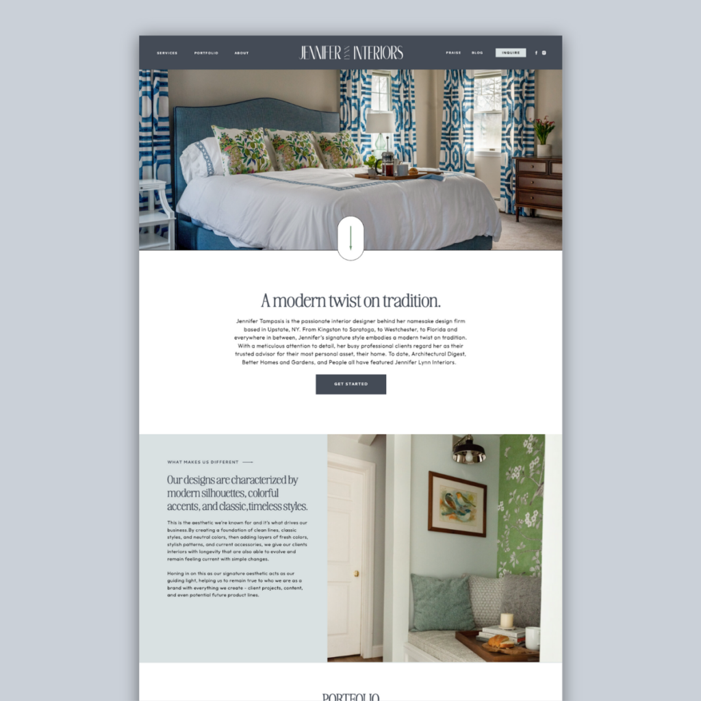 showit website for interior designer