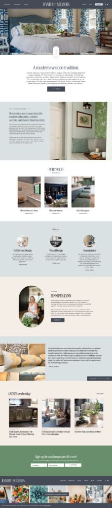 Jennifer Lynn Interiors web design | Showit template customization